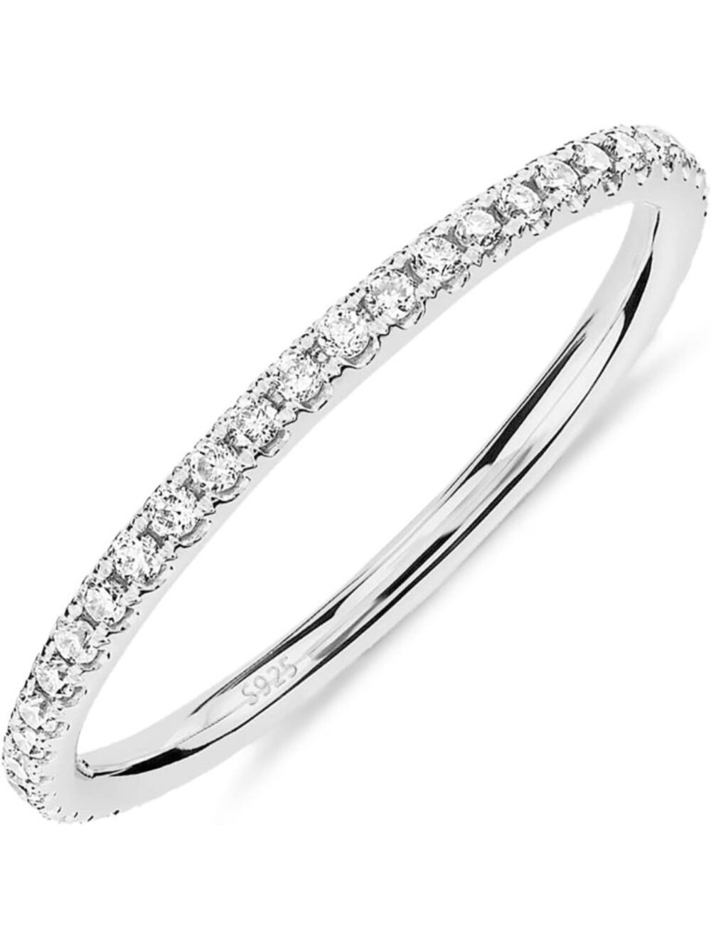 925 Sterling Silver Women's Wedding Band, 14K Gold Plated CZ Engagement Ring